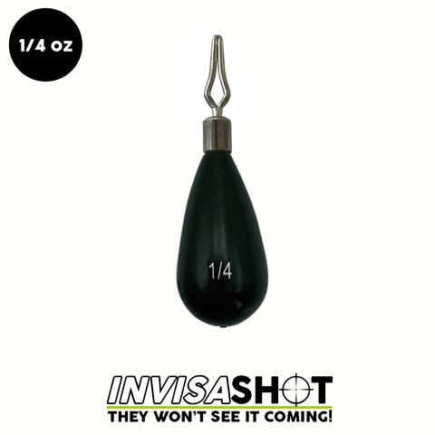 1/4 oz Green Pumpkin INVISASHOT Tungsten Drop Shot Weight - Tear Drop (3 pack) - woo-tungsten-canada