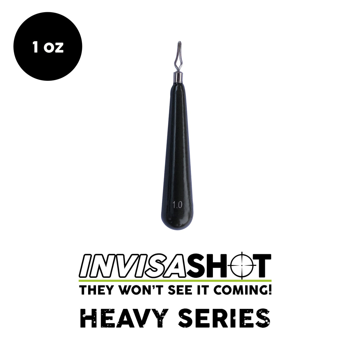 INVISASHOT 1/4 oz Green Pumpkin Painted Tungsten Drop Shot Weight